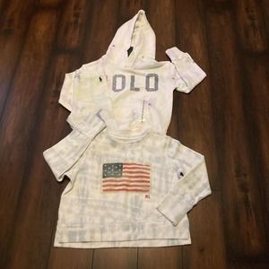 Polo Ralph Lauren American Flag Small 7 Girls Sweatshirts Sweaters Set Tye Dye